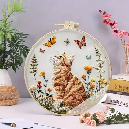 Cross Stitch Embroidery Starter Kit | Beginner Friendly Flower Bird Pattern with Tools